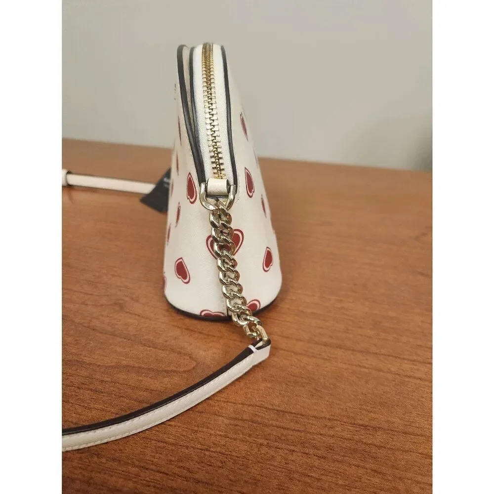 NWT Kate Spade Heart- Double Zip Crossbody- Milk Glass and red hearts (R)